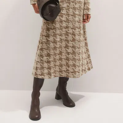 Me+em Travel Tweed Midi Dress Camel/ivory In Multi
