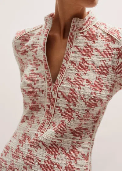 Me+em Travel Tweed Midi Dress Red/ivory In Brown