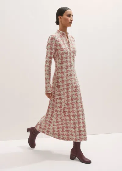 Me+em Travel Tweed Midi Dress Red/ivory In Brown