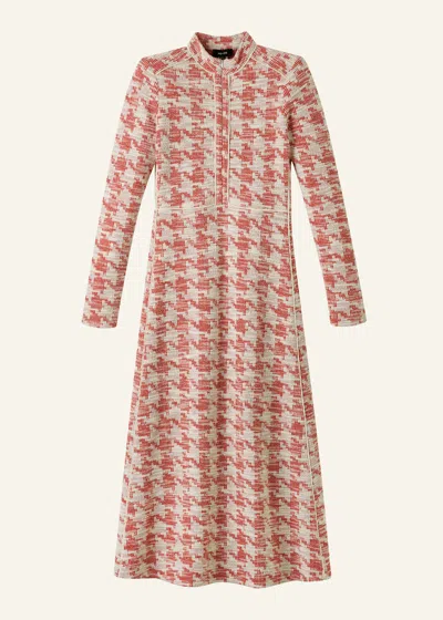 Me+em Travel Tweed Midi Dress Red/ivory In Brown