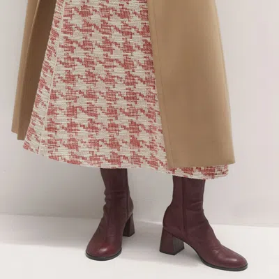 Me+em Travel Tweed Midi Dress Red/ivory In Brown