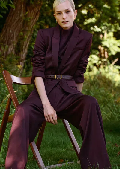 Me+em Reversible Belt + Keeper Deep Merlot/black Patent In Burgundy