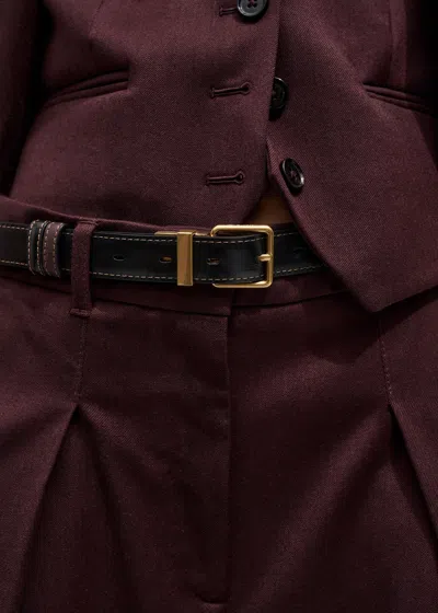 Me+em Reversible Belt + Keeper Deep Merlot/black Patent In Burgundy