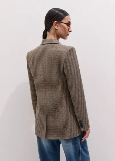 Me+em Check Sharp Shoulder Blazer Brown Multi In Brown
