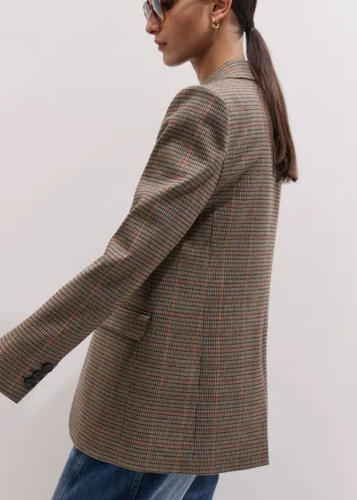 Me+em Check Sharp Shoulder Blazer Brown Multi In Brown