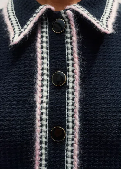 Me+em Crochet Trim Fit And Flare Midi Dress Navy In Blue