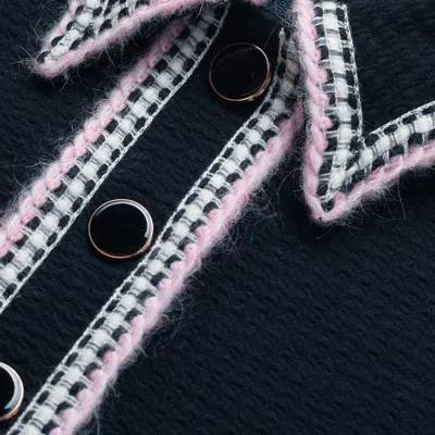 Me+em Crochet Trim Fit And Flare Midi Dress Navy In Blue