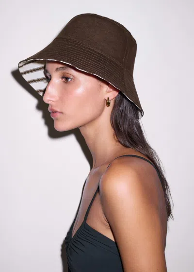 Me+em Maxi Straw Hat Chocolate In Brown