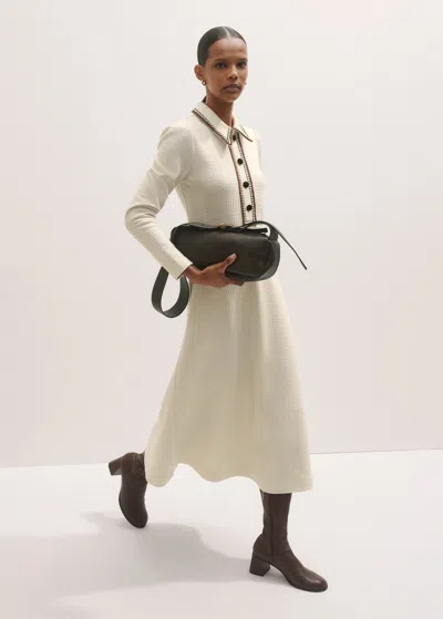 Me+em Crochet Trim Fit And Flare Midi Dress Cream In White