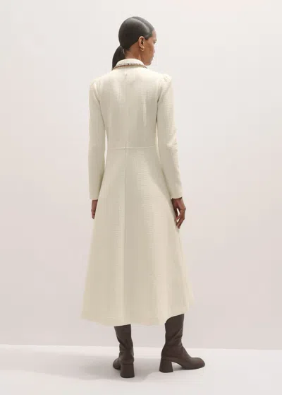 Me+em Crochet Trim Fit And Flare Midi Dress Cream In White