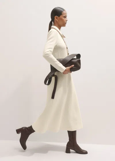 Me+em Crochet Trim Fit And Flare Midi Dress Cream In White