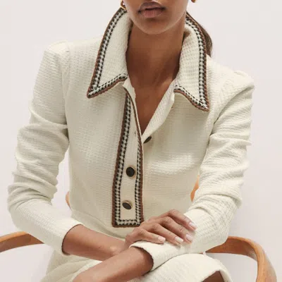 Me+em Crochet Trim Fit And Flare Midi Dress Cream In White