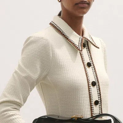 Me+em Crochet Trim Fit And Flare Midi Dress Cream In White