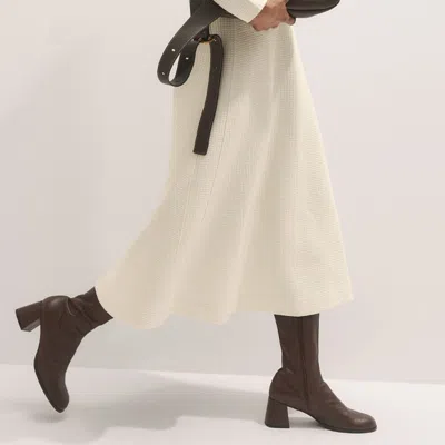 Me+em Crochet Trim Fit And Flare Midi Dress Cream In White