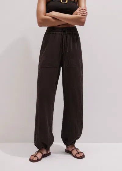 Me+em Drawstring Hem Pant In Brown