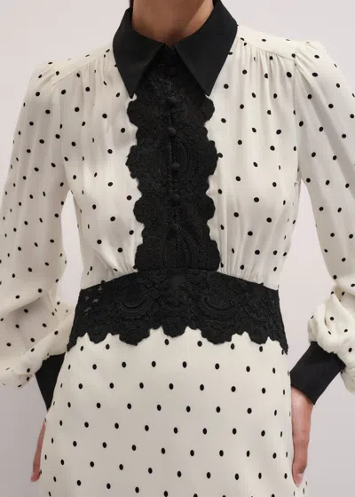 Me+em Winter Polka Dot Lace Trim Maxi Dress Cream Black In White