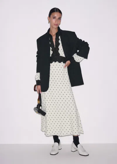 Me+em Winter Polka Dot Lace Trim Maxi Dress Cream Black In White