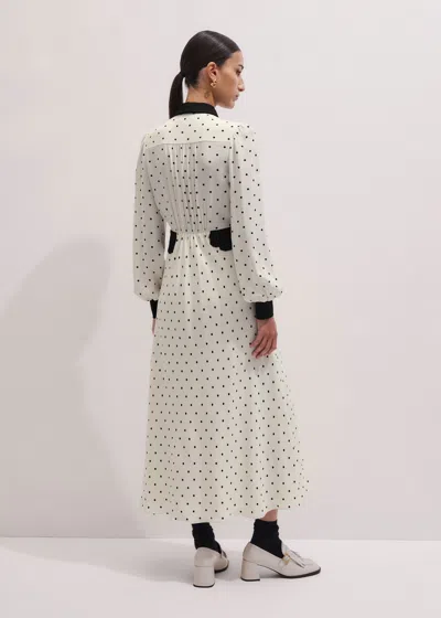 Me+em Winter Polka Dot Lace Trim Maxi Dress Cream Black In White