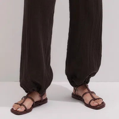 Me+em Drawstring Hem Pant In Brown