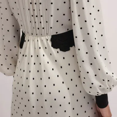 Me+em Winter Polka Dot Lace Trim Maxi Dress Cream Black In White