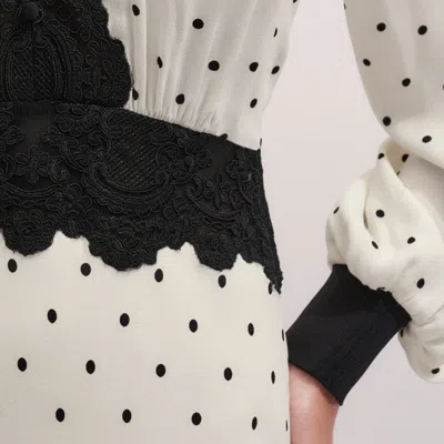 Me+em Winter Polka Dot Lace Trim Maxi Dress Cream Black In White