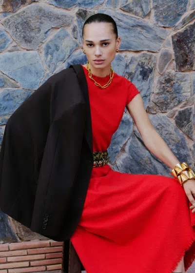 Me+em Bias Cut Am-pm Maxi Dress Rose Petal Red