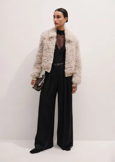Me+em Shearling Bomber Jacket Cream In White