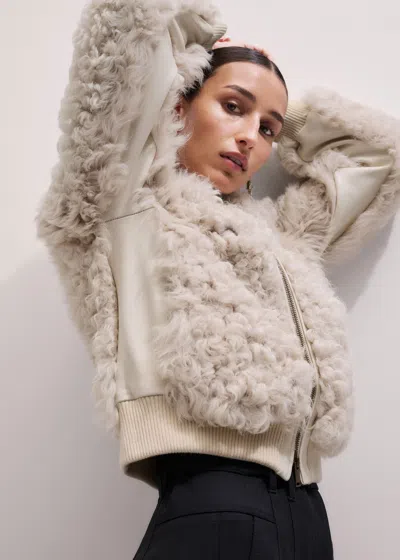 Me+em Shearling Bomber Jacket Cream In White