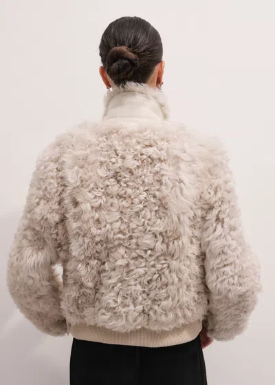 Me+em Shearling Bomber Jacket Cream In White