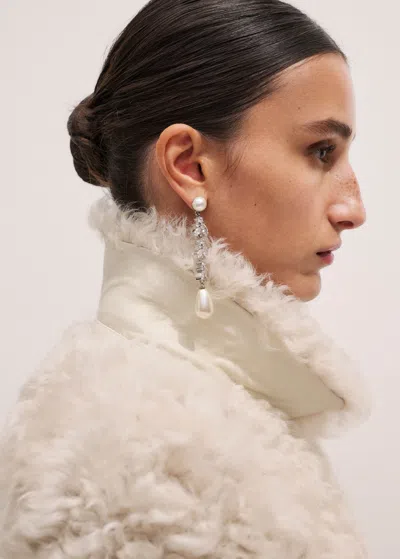 Me+em Shearling Bomber Jacket Cream In White