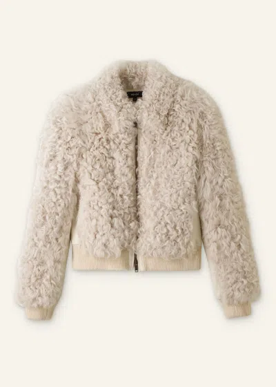 Me+em Shearling Bomber Jacket Cream In White