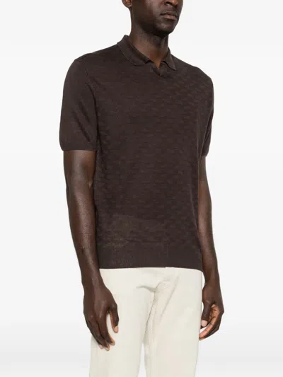 Corneliani Short Sleeve T-shirt In Brown