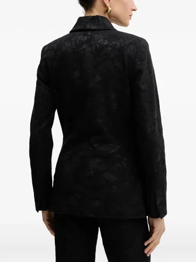 Morgan Double-breasted Patterned Blazer In Black
