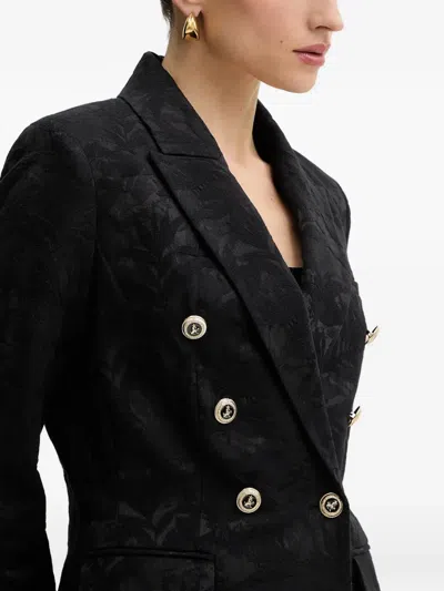 Morgan Double-breasted Patterned Blazer In Black