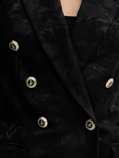 Morgan Double-breasted Patterned Blazer In Black