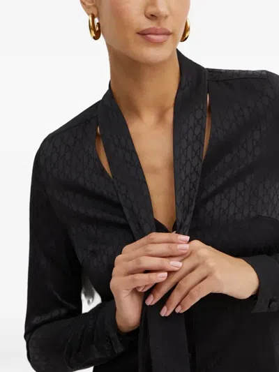 Morgan Pattern Tie Blouse In Black