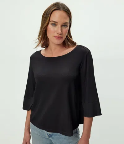 Michael Stars Rosalynn Wide Sleeve Boatneck Top In Black
