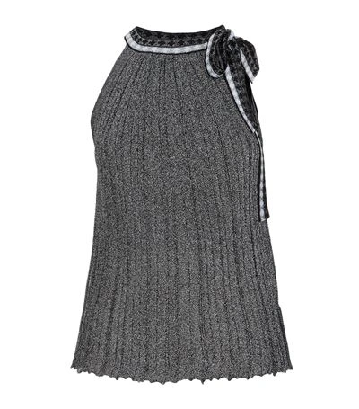 Missoni Sleeveless Lamé Top With Ribbon In Silver