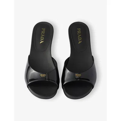 Prada Black Leather Mules In Black