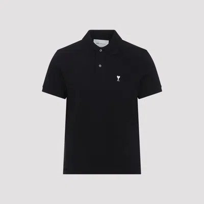 Ami Alexandre Mattiussi Black Cotton Short Sleeves Ami De Coeur Polo Shirt Black