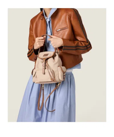 Miu Miu Canvas And Leather Backpack