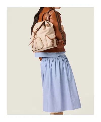 Miu Miu Canvas And Leather Backpack