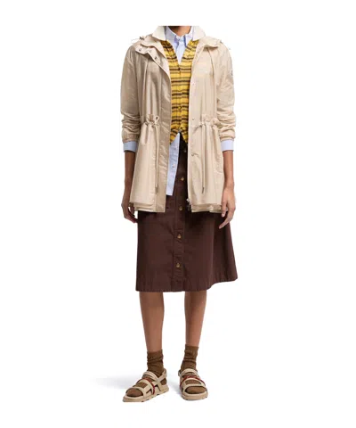 Moncler Weteau Ruched-trim Hooded Mid-length Jacket In Neutral