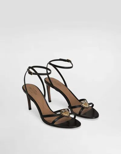 Dolce & Gabbana Sandals Thin Straps Stiletto Heel Heart In Black