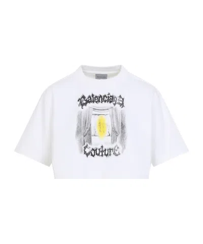 Balenciaga Cotton Salon De Couture Cropped T-shirt In Multi