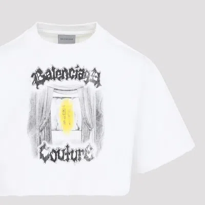 Balenciaga Cotton Salon De Couture Cropped T-shirt In Multi