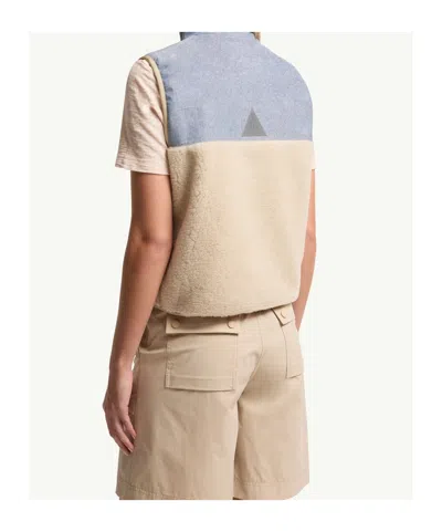 Moncler Grenoble Light Beige Acrylic Gilet In Multi