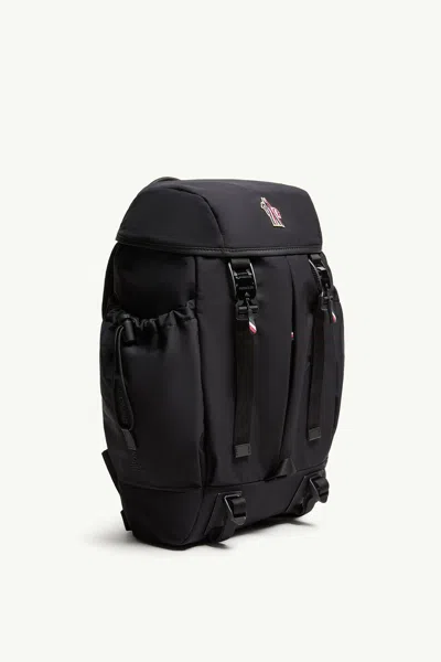 Moncler Leather-trimmed Buckle-fastening Backpack In Black