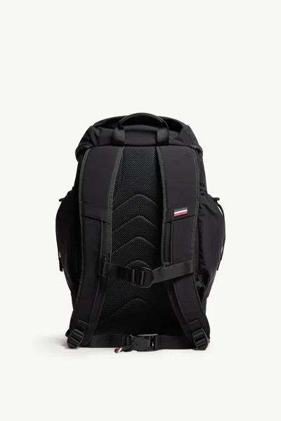 Moncler Leather-trimmed Buckle-fastening Backpack In Black