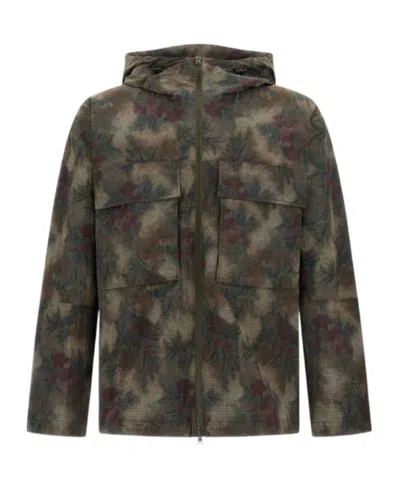 Herno Multicolor Tropical Pattern Ripstop Nylon Parka In Brown